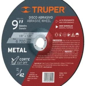 Truper ABT-784 Disco para corte de metal, tipo 42, diámetro 9'