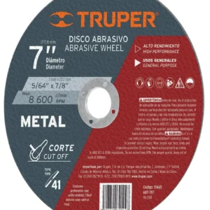 Truper ABT-787 Disco para corte de metal, tipo 41, diámetro 7'