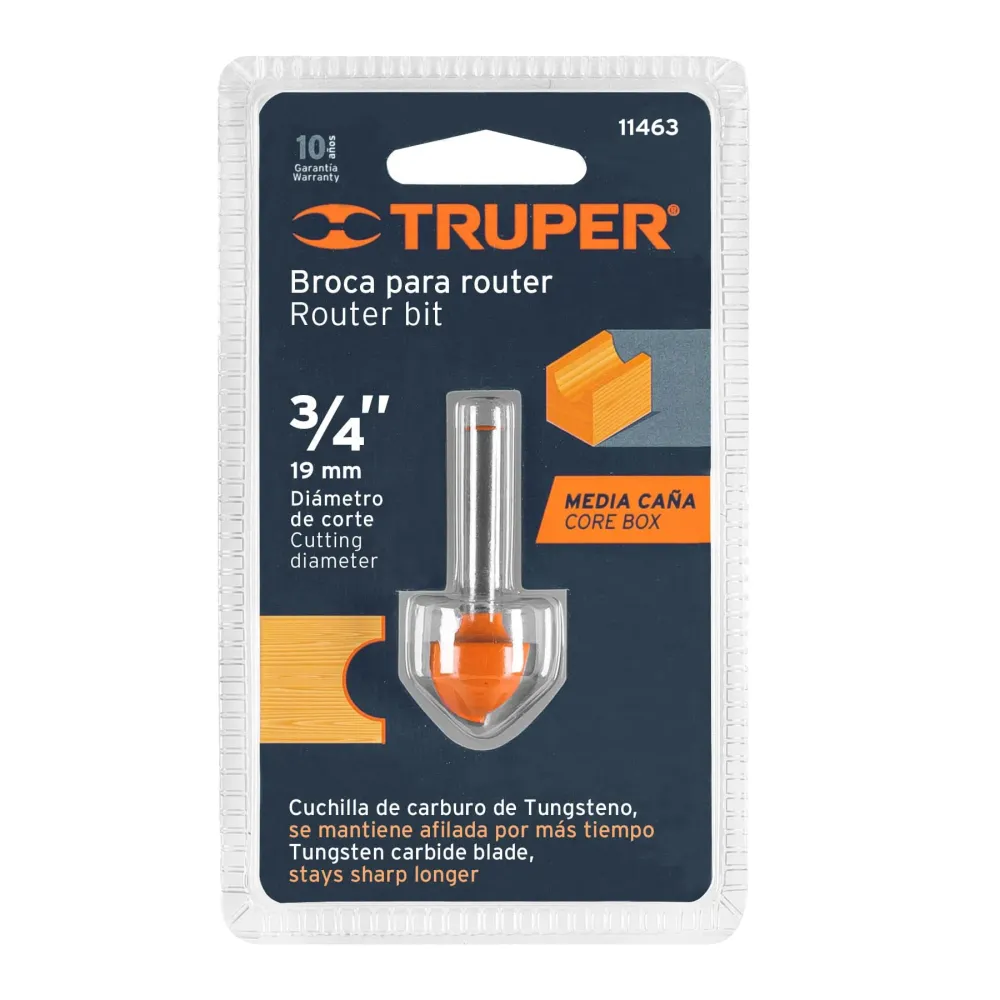 Truper BROU-MC3/4 Broca para router, media cañ, 3/4'