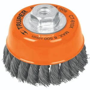 Truper CT-610X Carda copa, alambre trenzado grueso, 4x5/8', para esmeril
