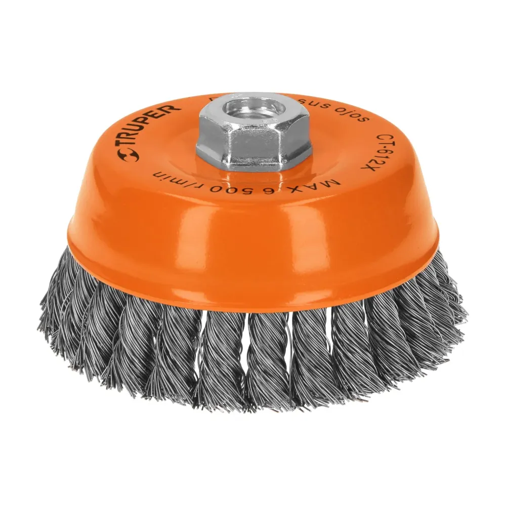 Truper CT-612X Carda de copa, alambre trenzado grueso, 5' para esmeril