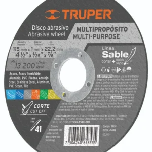 Truper DICOF- 4510M Disco Tipo 41 para corte multipropósito Línea Sable 4-1/2'