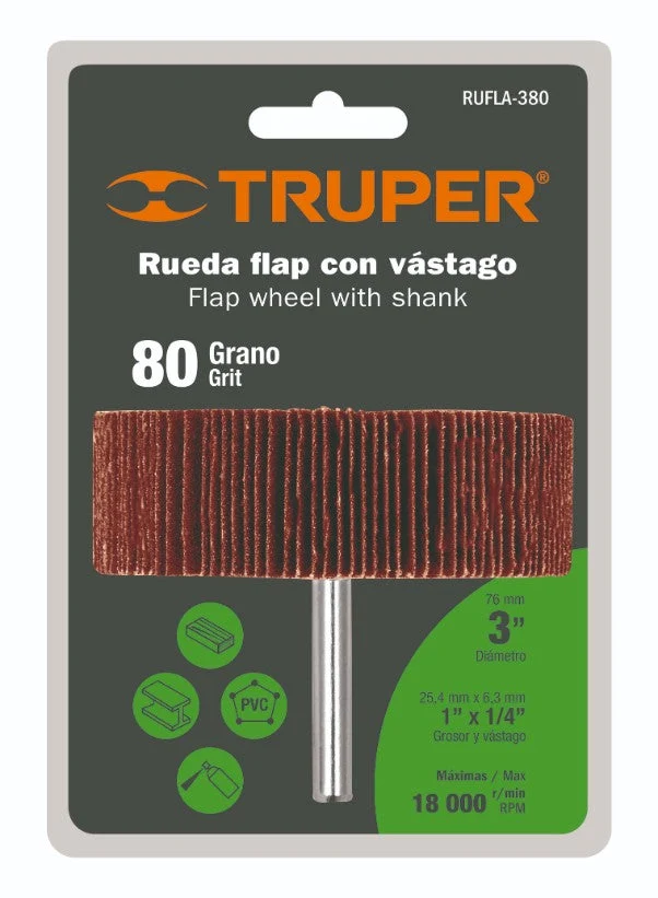 Truper RUFLA-380 Rueda flap de 3', grano 80