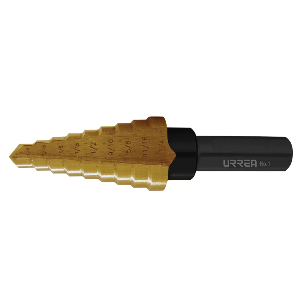 Broca escalonada de acero con doble estrí #6, 13/16" 1-3/8" zanco 3 planos Urrea