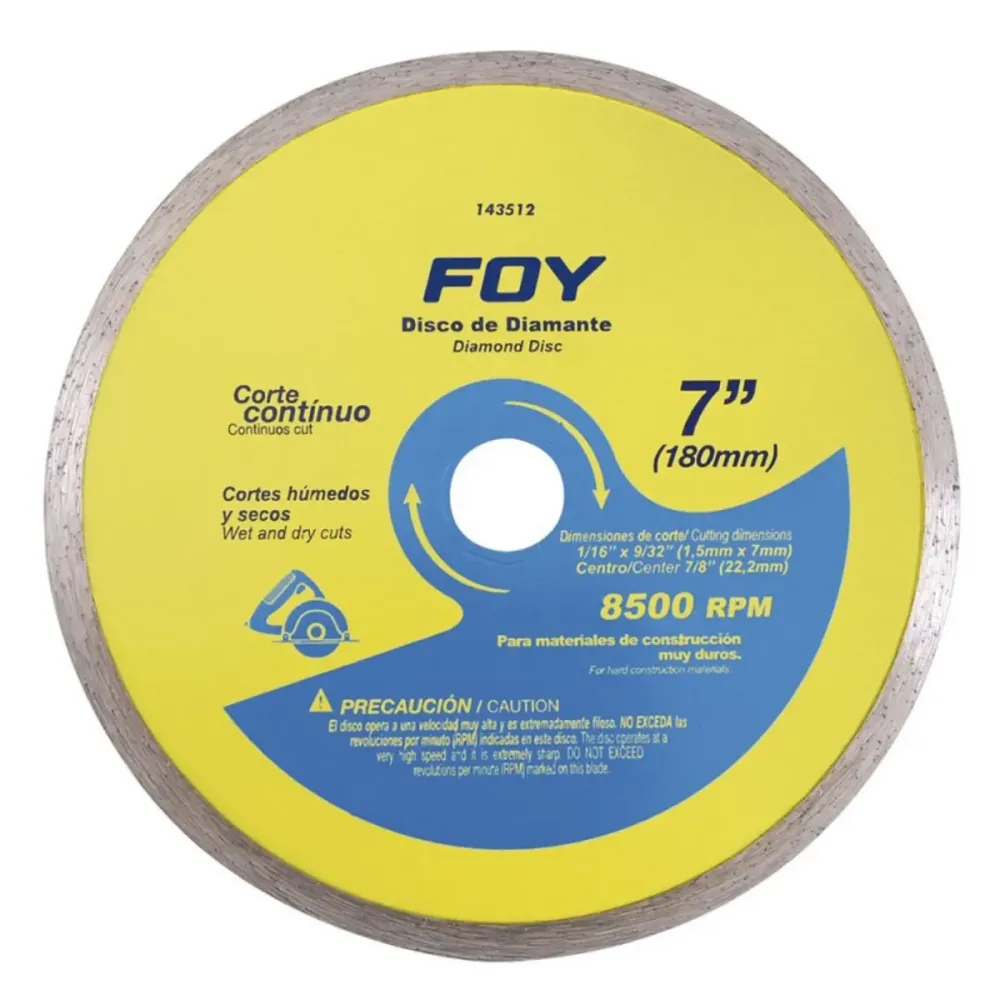 Disco Diamante Corte Continuo 7 pulgadas Foy Urrea
