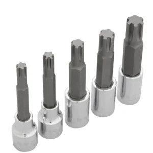 Juego de dados con punta ribe cuadro de 1/2", en riel, 5 piezas Urrea