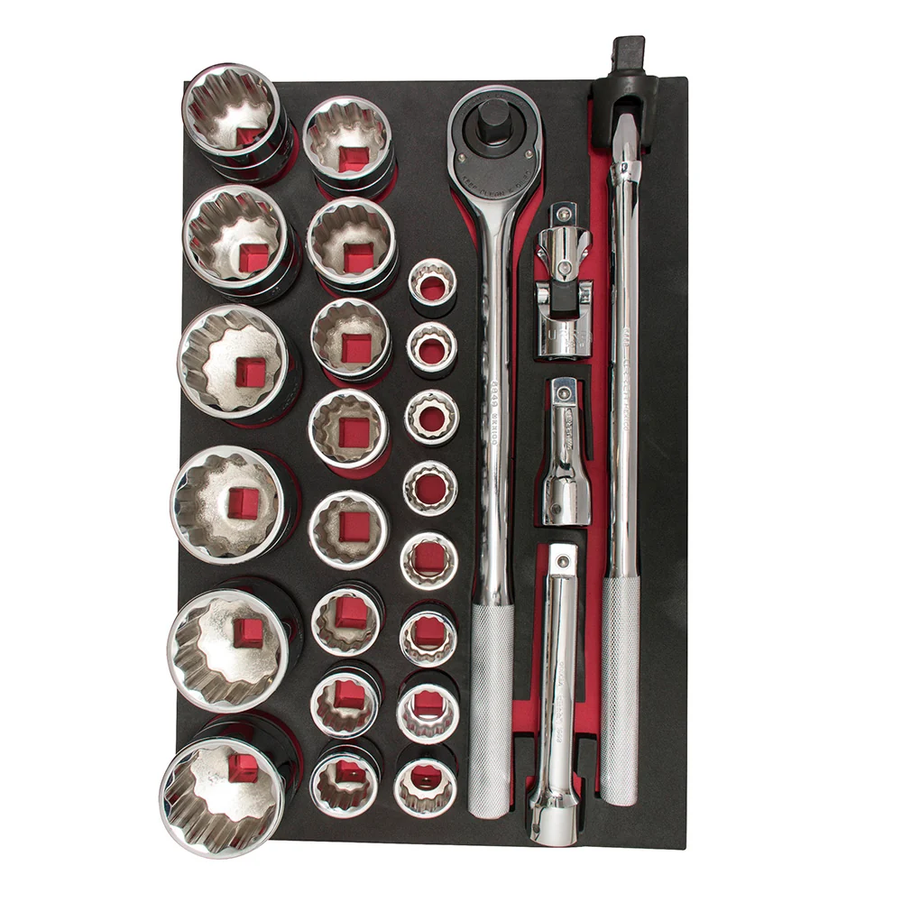 Juego de dados cortos y accesorios cuadro de 3/4" métricos 27 piezas, CH302-C Urrea