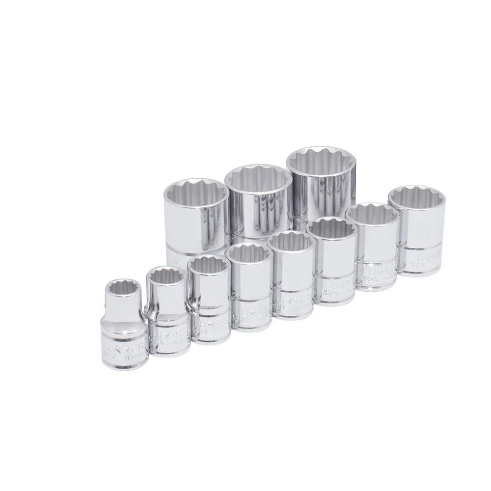 Juego de dados cuadro de 1/2", 12 puntas, en pulgadas,11 piezas Urrea