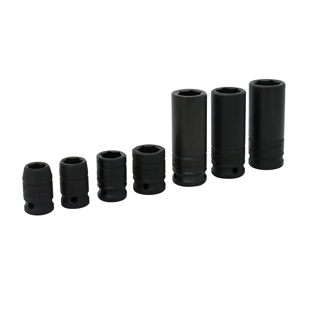 Juego de dados de impacto combinados cuadro de 1/2", 6 puntas, en pulgadas, 7 piezas Urrea