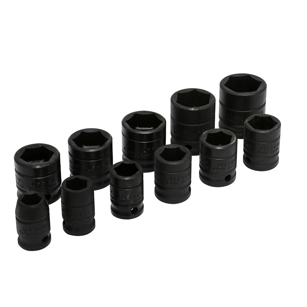 Juego de dados de impacto cuadro de 1/2", 6 puntas, en pulgadas, 11 piezas Urrea
