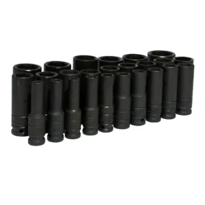 Juego de dados largos de impacto cuadro de 1/2", 6 puntas, métricos, 25 piezas Urrea