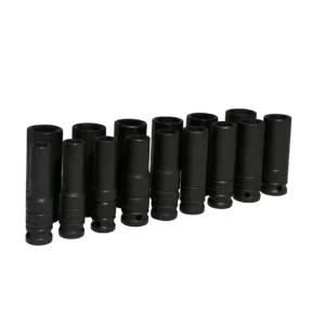 Juego de dados largos de impacto cuadro de 1/2", 6 puntas, métricos, 15 piezas Urrea