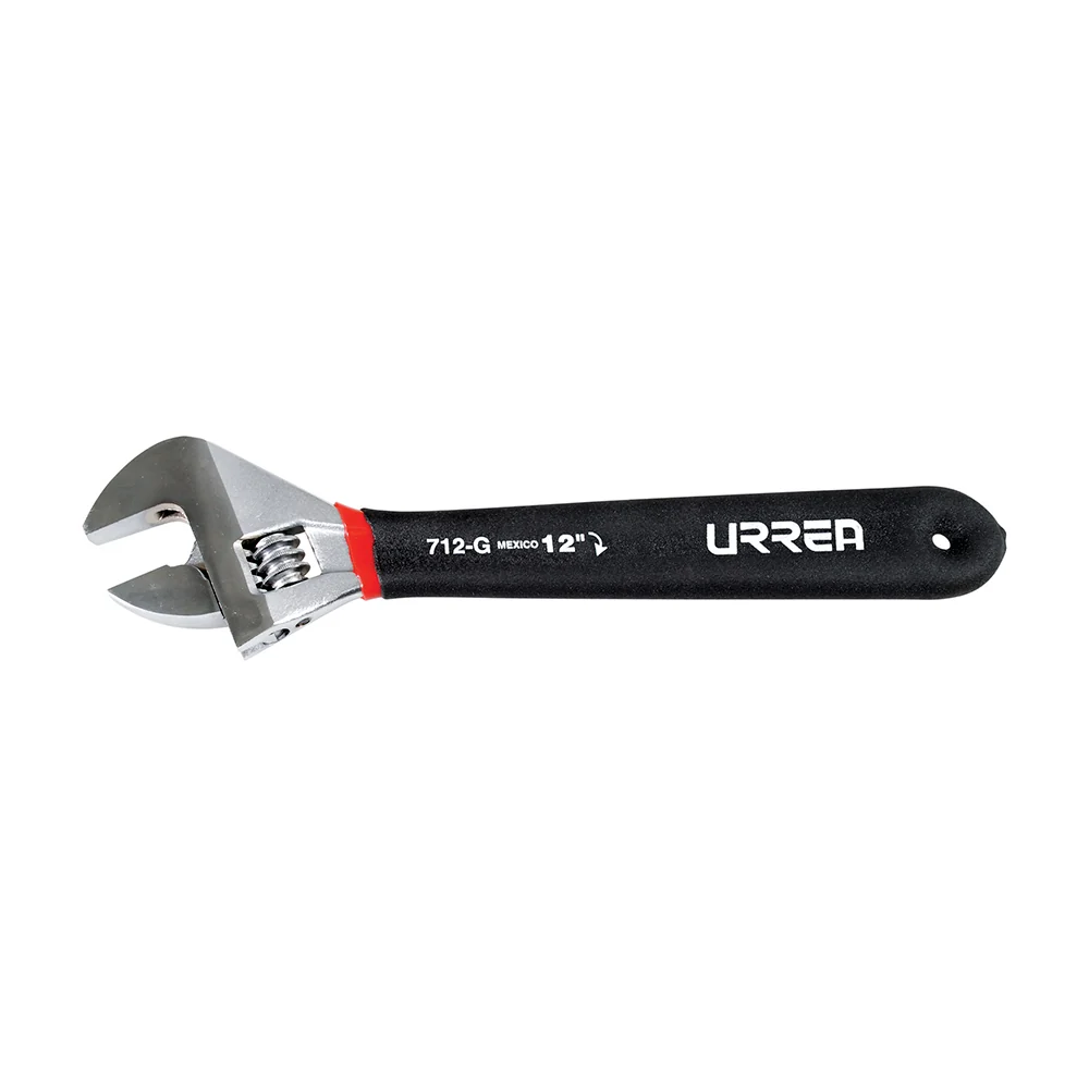 Llave ajustable cromada con mango Rubber grip 12" Urrea