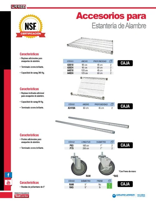 Rueda para carro utilitario de alambre 5" con freno Urrea