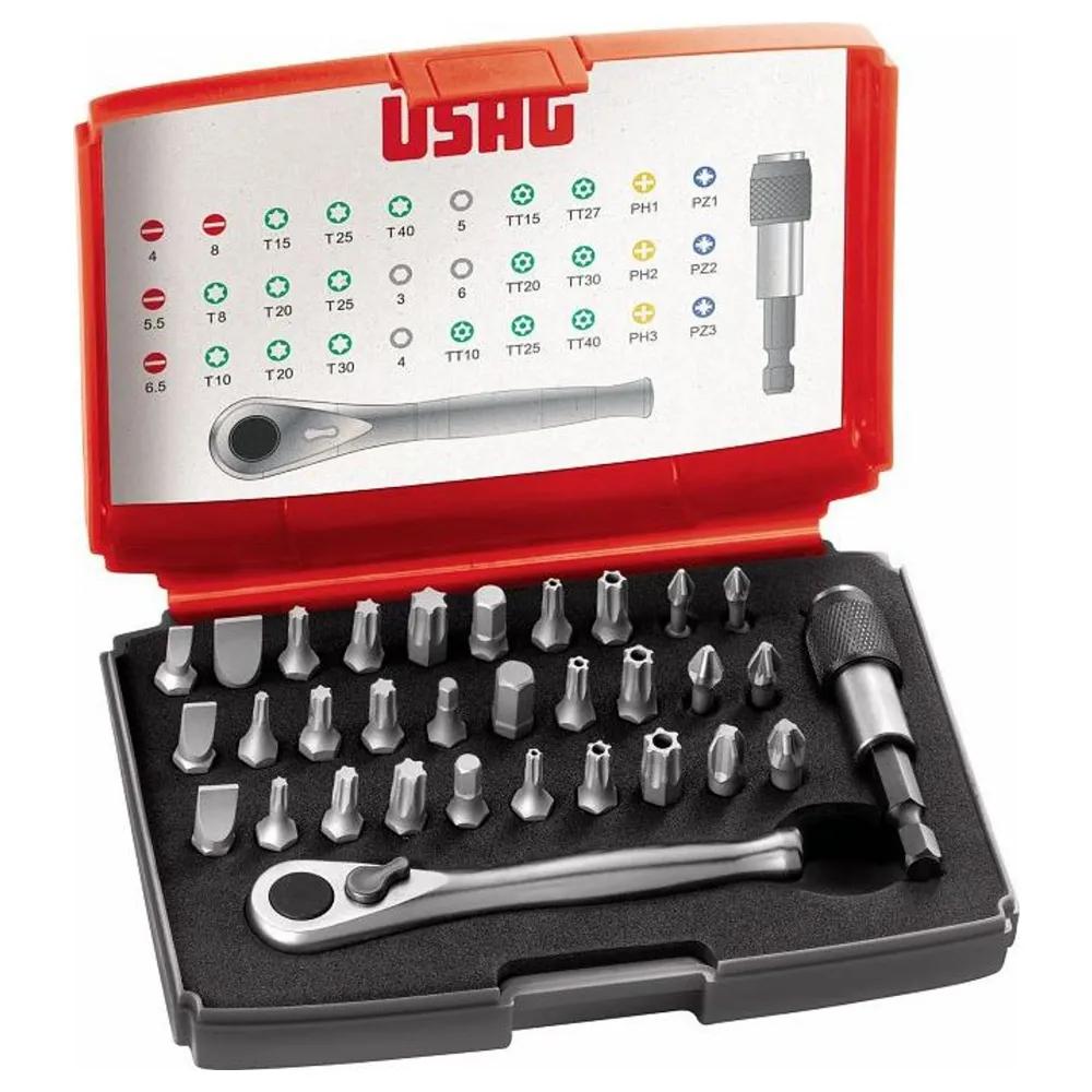 Juego de insertos para destornillador USAG 692 J32 32 piezas de fijación de 1/4"