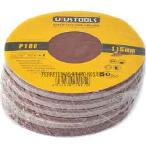 SET 50 UN DISCO LIJA CON VELCRO 4 1/2″ #100 UYUSTOOLS (VENTA UNITARIA)