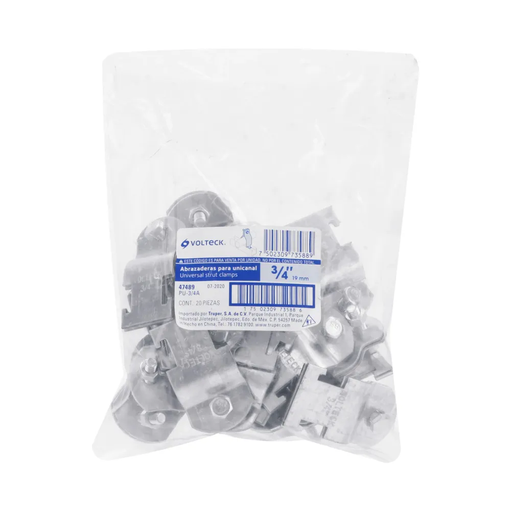 Abrazadera para perfil monocanal de 3/4", VOLTECK