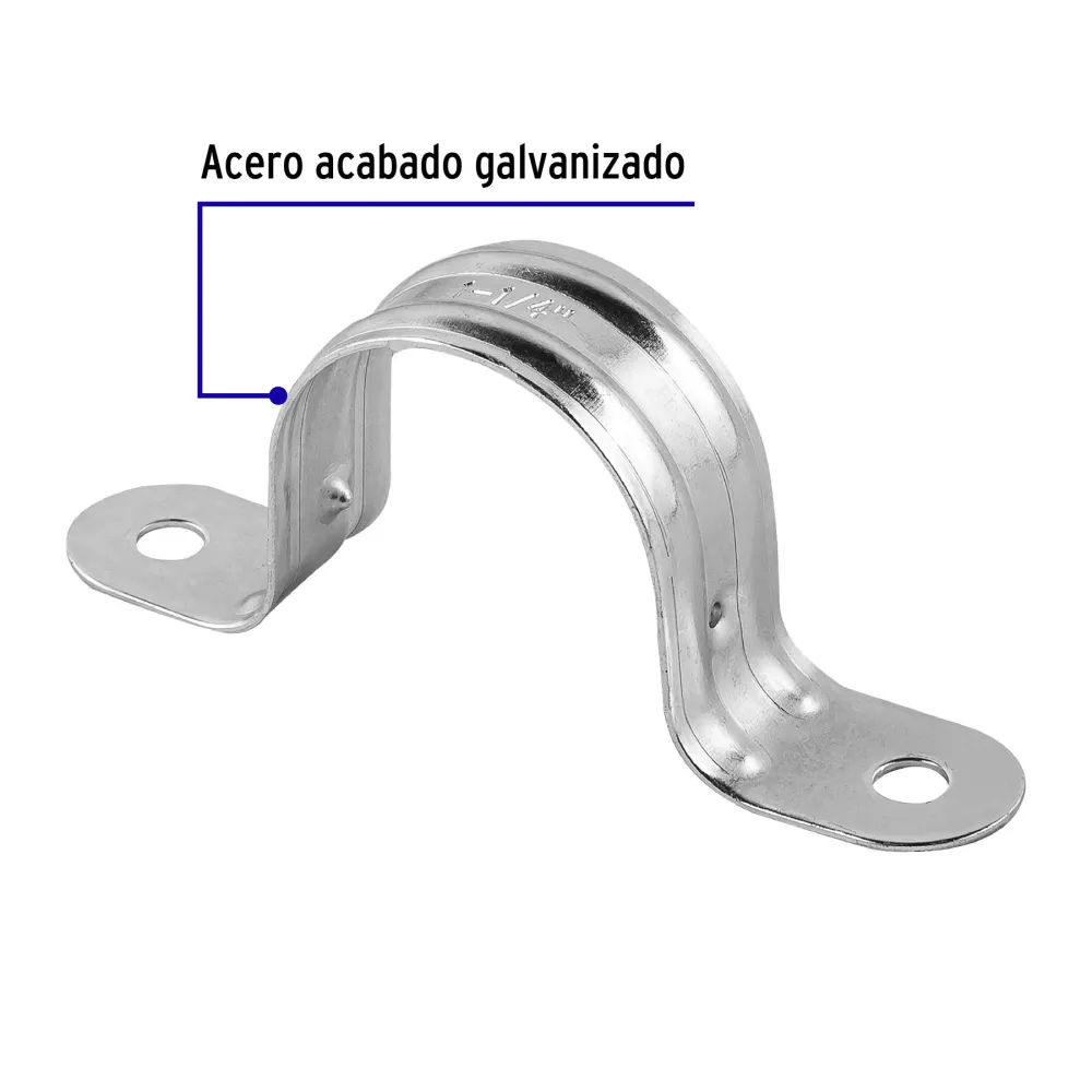 Bolsa con 5 abrazaderas 1-1/4" tipo omega para tubo, Volteck