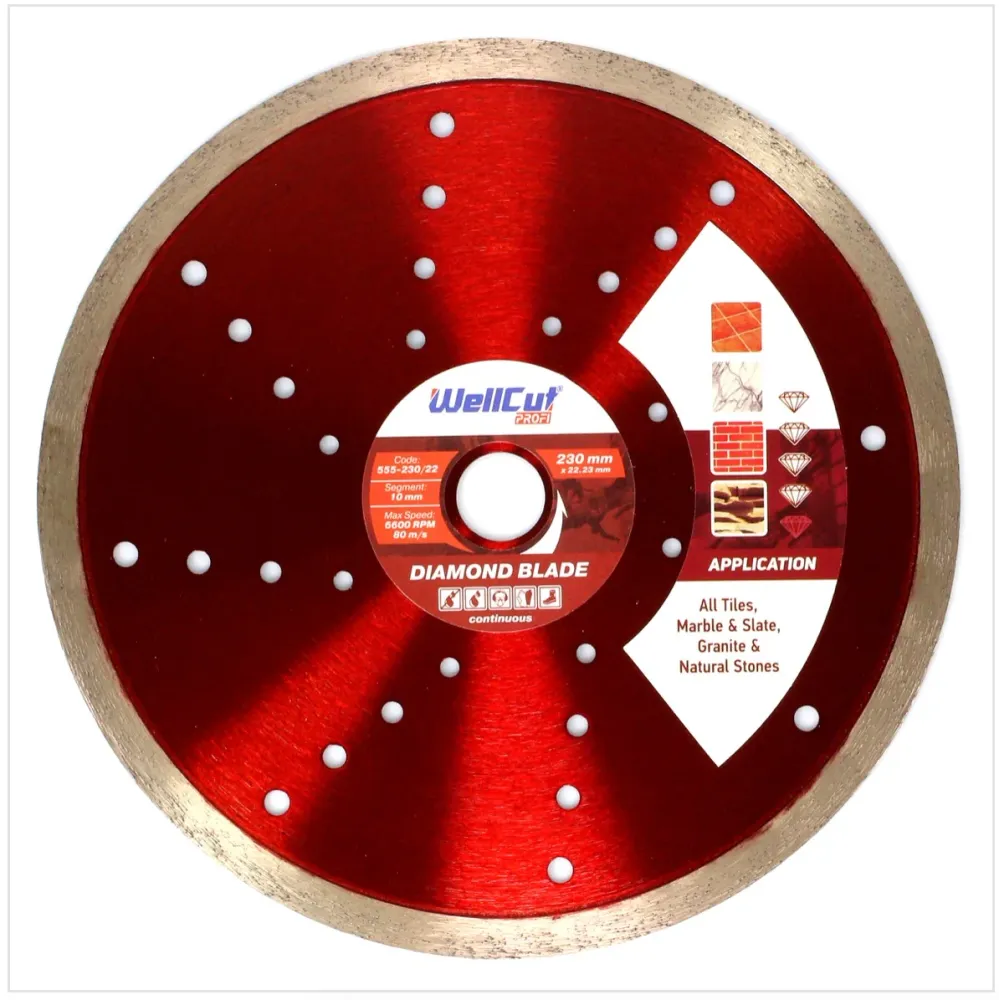 Disco de corte de diamante WellCut Diamond Blade 230 x 22,2 mm Aplicación Continuo ( 555 230 / 22 )