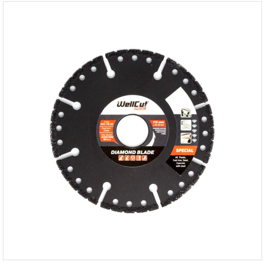Disco de corte de diamante WellCut Diamond Blade 115 x 22,2 mm Especial (333 - 115 / 22)