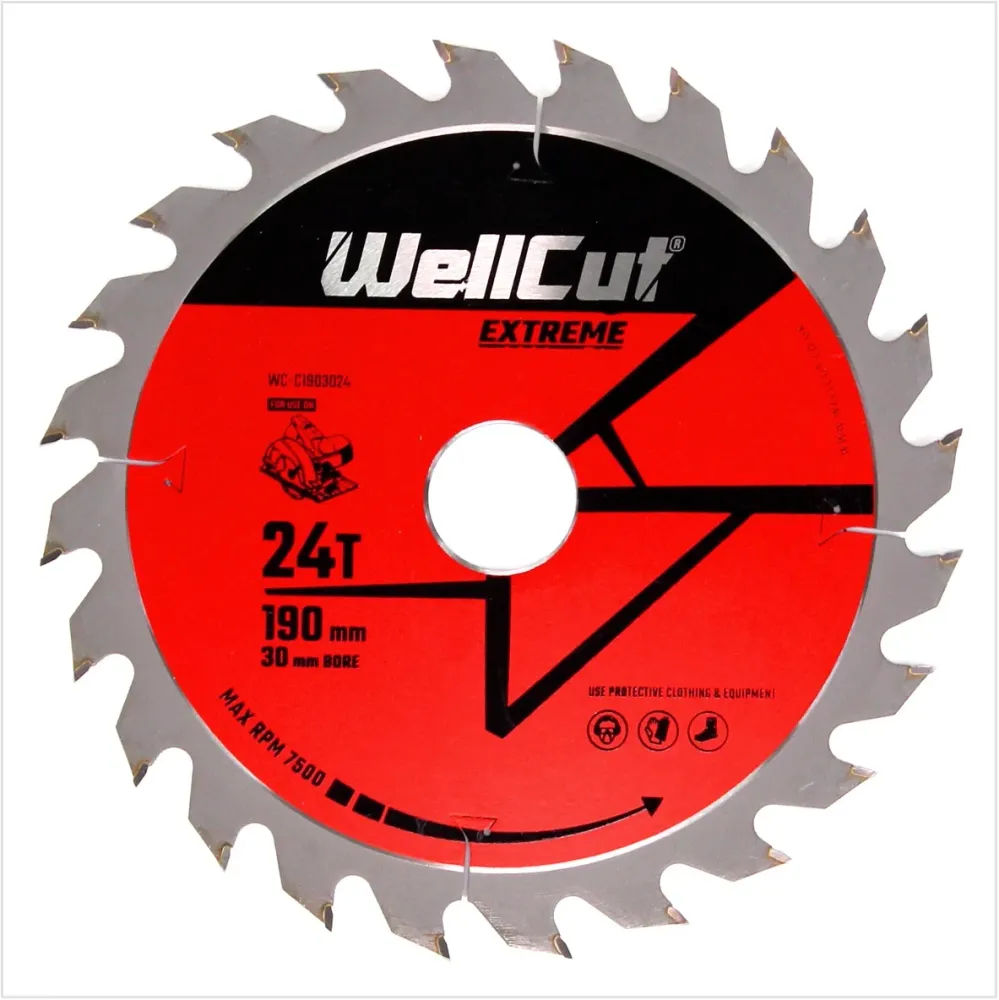 Hoja de sierra circular WellCut WC-C1903024 TCT 190 x 2,4 x 30 mm 24 dientes para madera