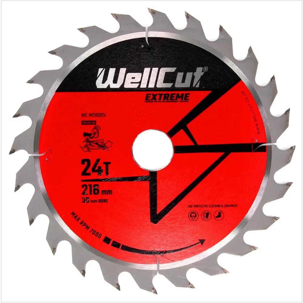 Hoja de sierra circular WellCut WC-M2163024 TCT 216 x 2,4 x 30 mm 24 dientes