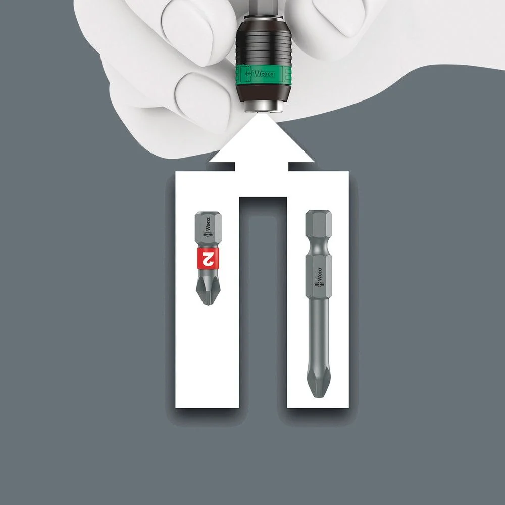 Portapuntas WERA 889/4/1 K Rapidaptor 1/4 ″ F 6.3 1/4 ″ C 6.3 + E 6.3 ( 4000829607 )