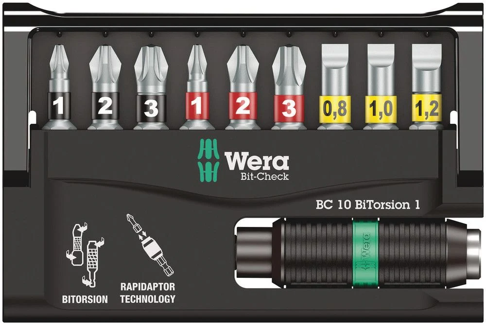 WERA Bit-Check 10 BiTorsion 1 Juego de puntas de 10 piezas ( 4000829670 )