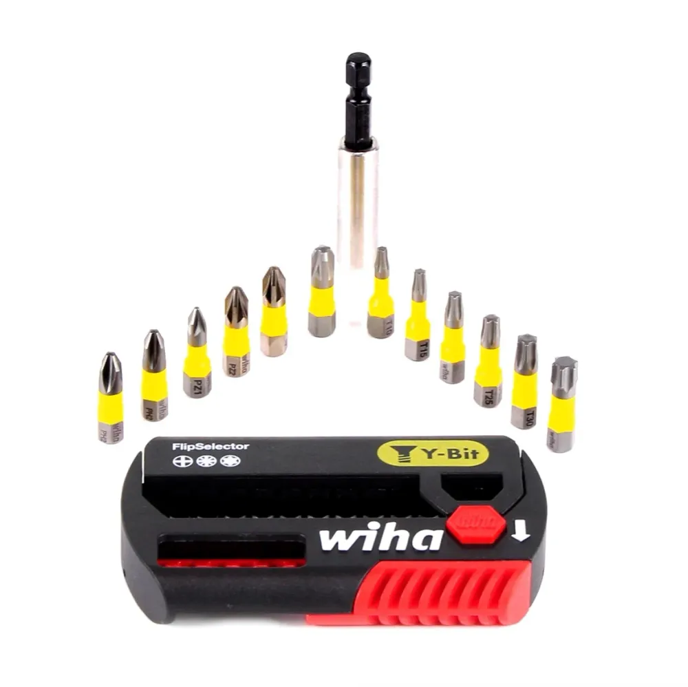 Wiha SB 7947Y-904 FlipSelector Juego de bits en Y de 25 mm / Phillips, Pozidriv, TORX® / 13 unidades / 1/4" ( 41827 )