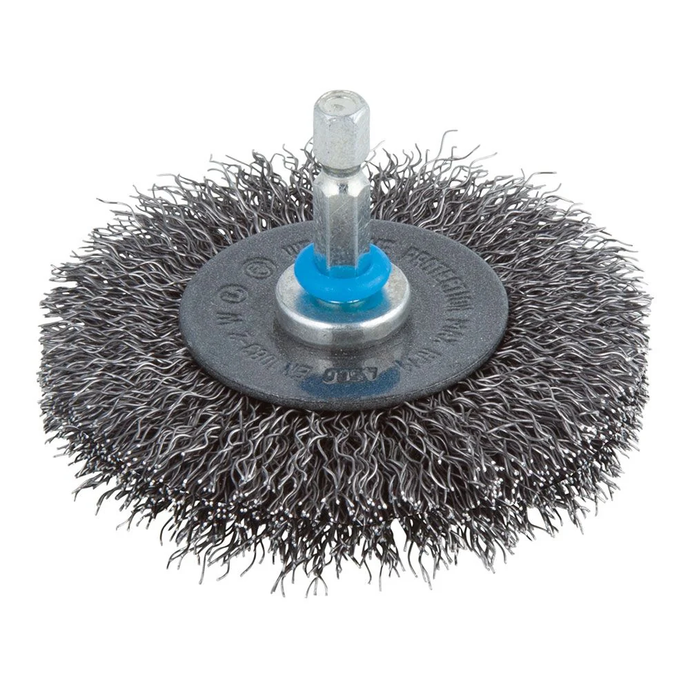 CEPILLO DE DISCO DE ALAMBRE DE ACERO VÁSTAGO HEXAGONAL Ø75 x 10 mm WOLFCRAFT