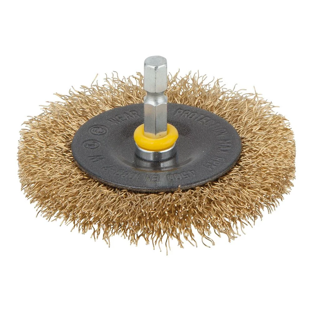 CEPILLO DE DISCO DE ALAMBRE DE LATÓN VÁSTAGO HEXAGONAL Ø75 x 10 mm WOLFCRAFT