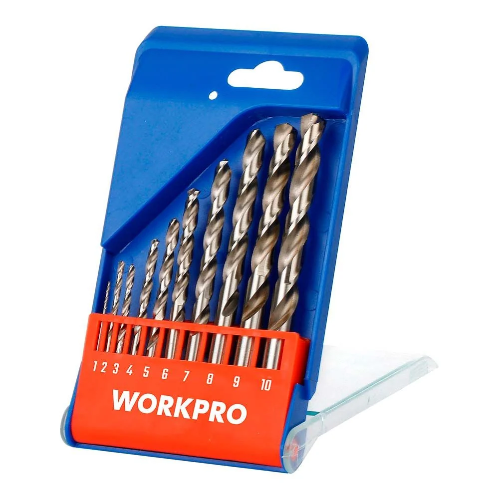 BROCAS PARA METAL HSS4341 RECTIFICADAS, Ø1,00 - Ø10,00 mm, JUEGO 10 PIEZAS WORKPRO